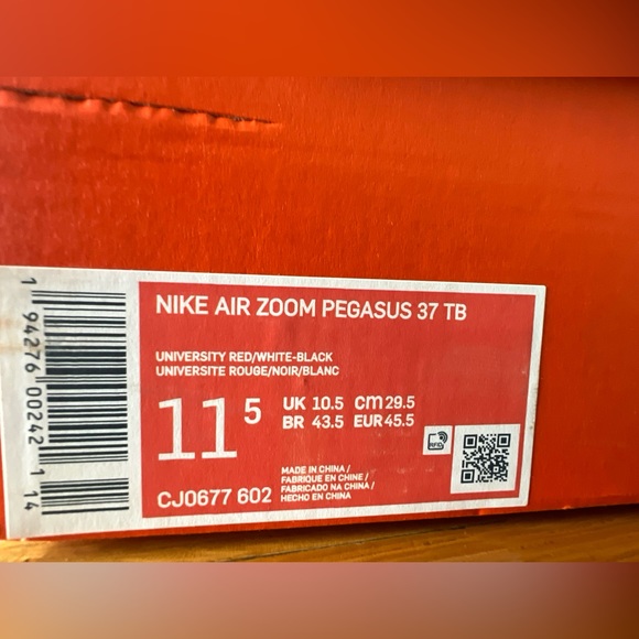 Nike Air Zoom Pegasus 37 TB Red Shoes CJ0677-602 Mens Size 11.5 NEW - Picture 6 of 6